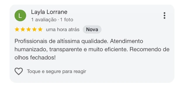 Avaliação de cinco estrelas de Layla Lorrane